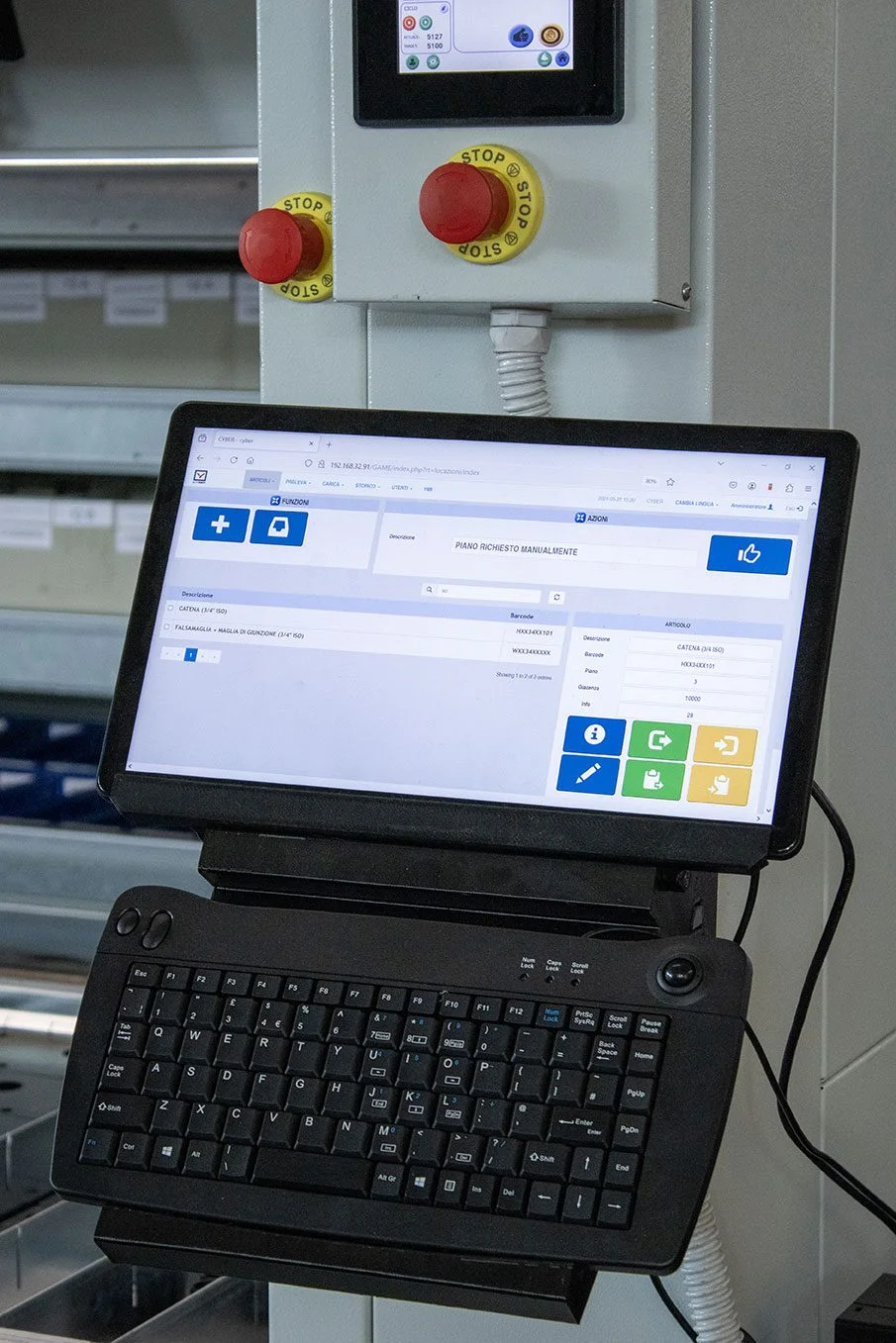 CYBER.Game-Verwaltungssoftware am Bedienterminal der Maschine
