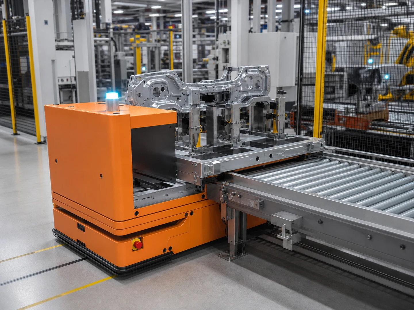 Mobiler CMR-Roboter mit Fördertechnik im Einsatz