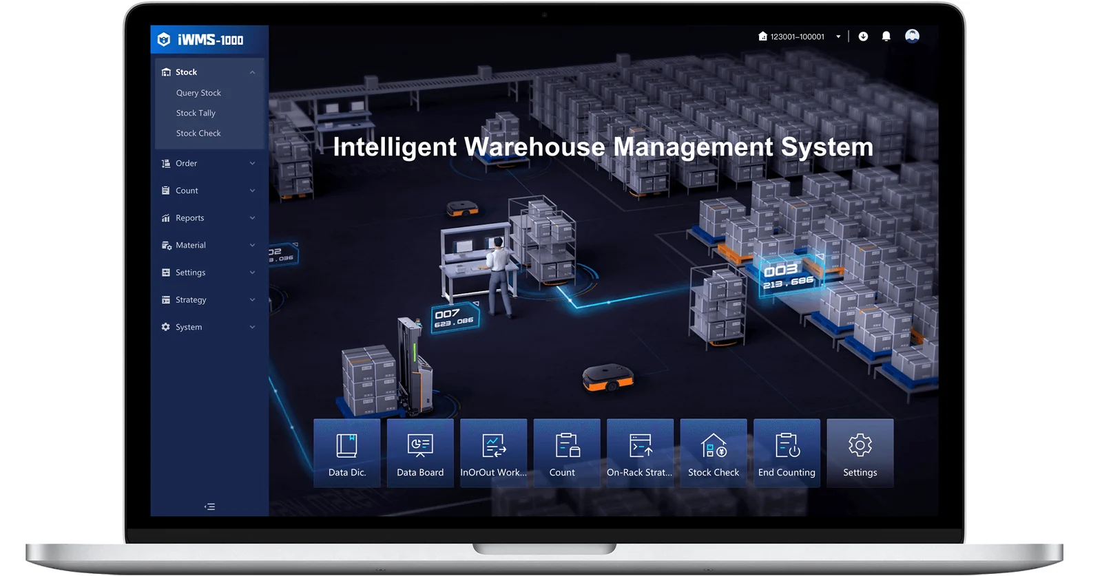 Benutzeroberfläche des intelligenten Lagerverwaltungssystems iWMS-1000
