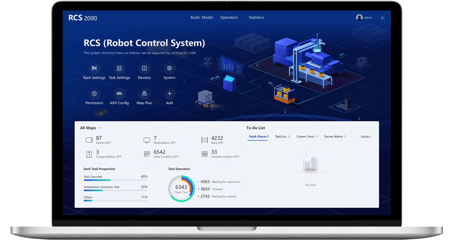 Benutzeroberfläche des Robotersteuerungssystems RCS-2000