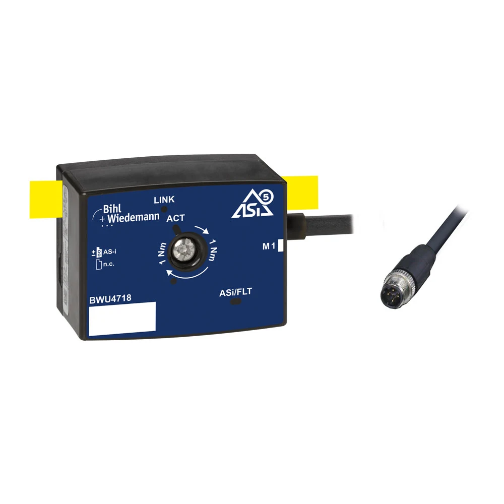 Offizielle Produktansicht des Bihl+Wiedemann BWU4718 ASi-5-Motormoduls für Frequenzumrichter mit Modbus TCP