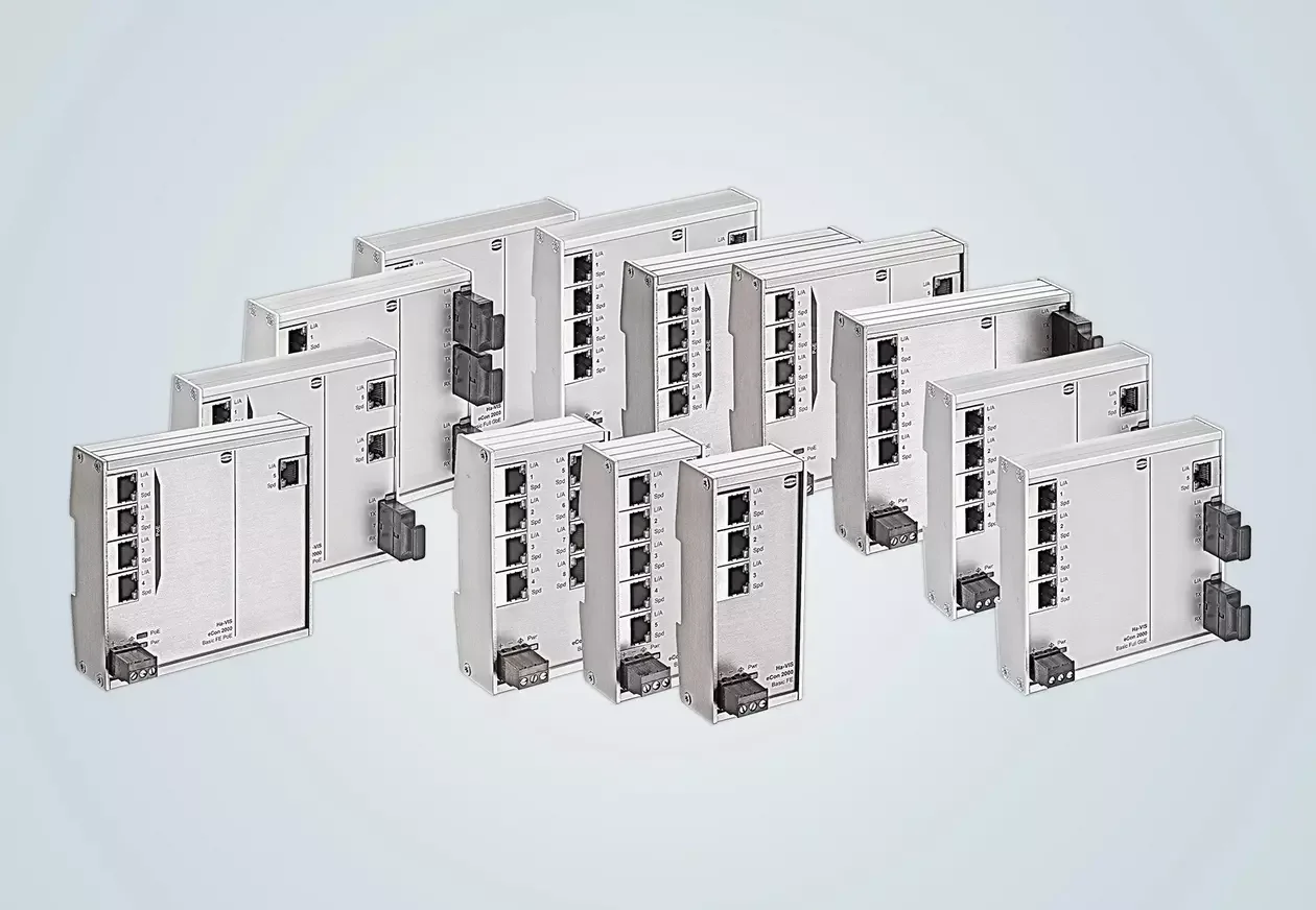 HARTING Ha-VIS eCon 2000 Industrie-Ethernet-Switch-Familie mit flachem Gehäuse