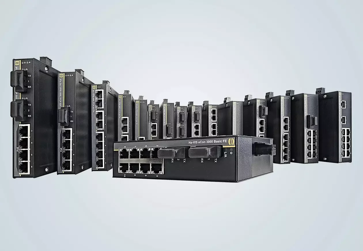 HARTING Ha-VIS eCon 3000 Industrie-Ethernet-Switch-Familie mit schmalem Gehäuse