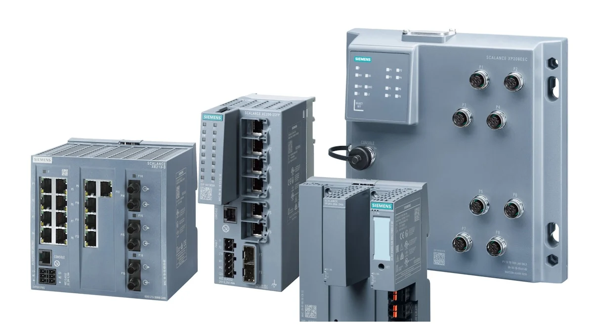Offizielle Abbildung der Produktfamilie managebarer industrieller Ethernet-Switches Siemens SCALANCE X-200