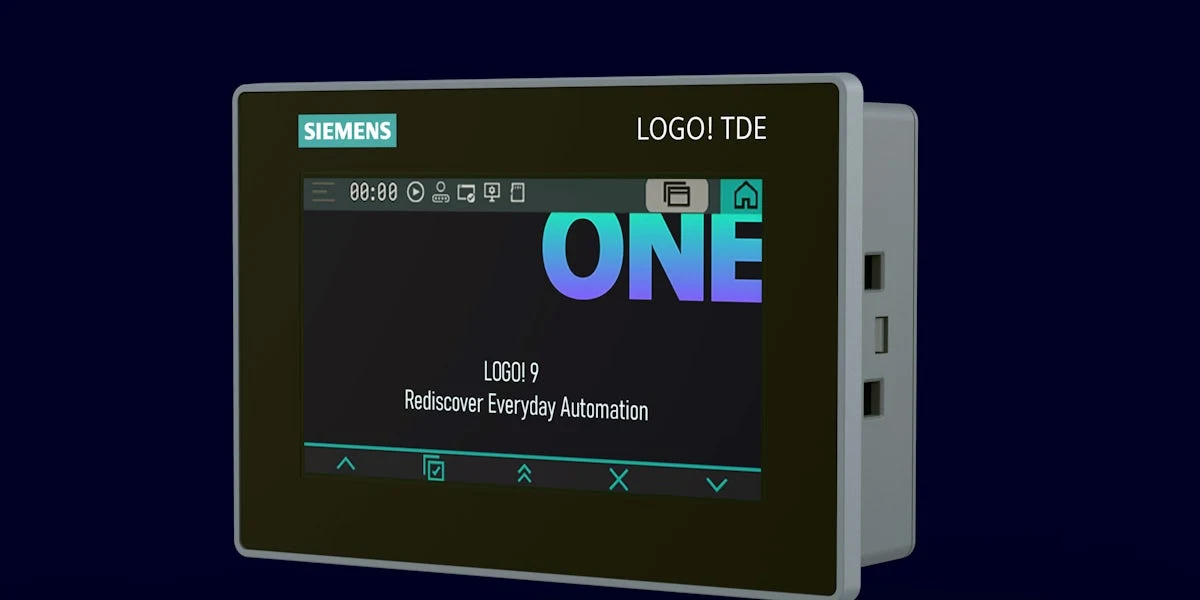 Offizielle Ansicht des mit Siemens LOGO! 9 kompatiblen Touch-Bedienpanels LOGO! TDE