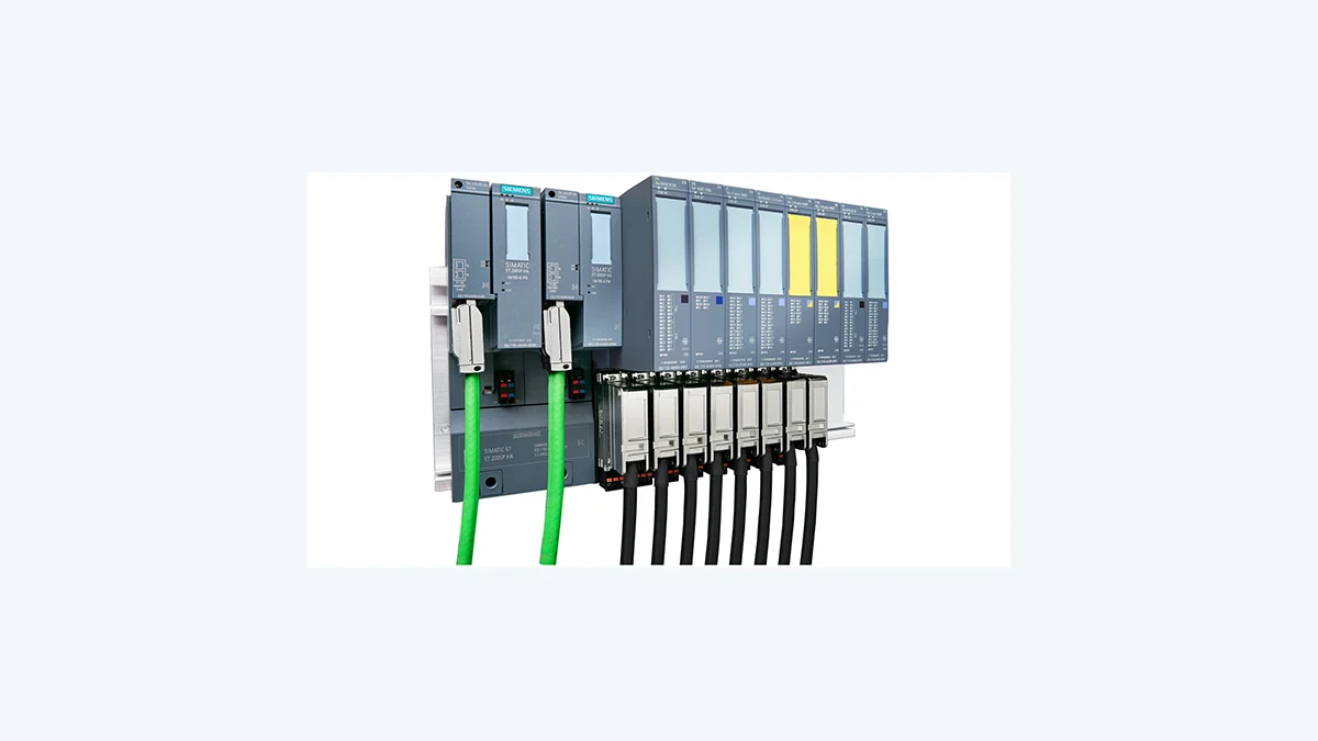 Dezentrale Prozess-I/O-Station Siemens SIMATIC ET 200SP HA mit Verkabelung