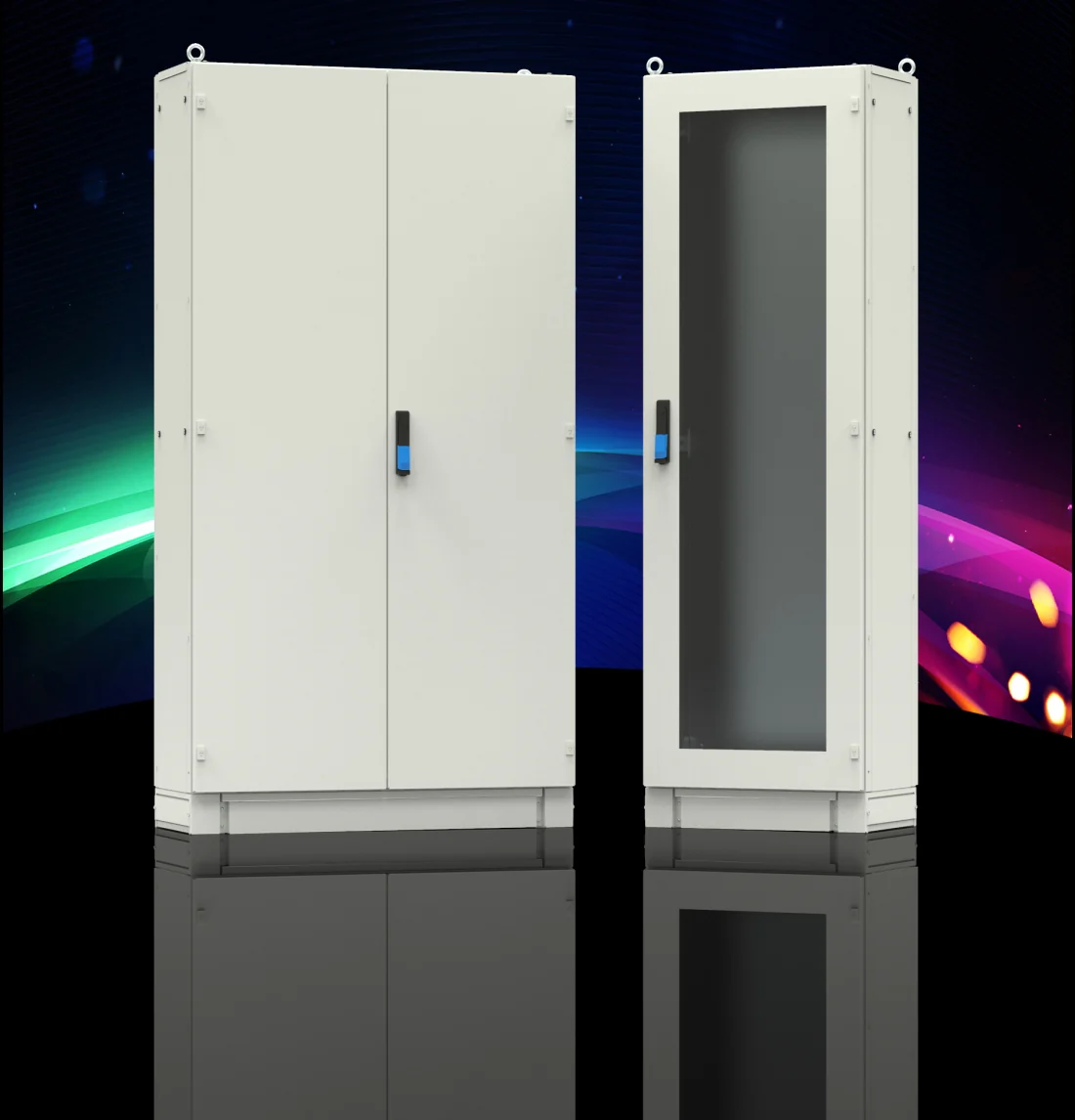 Produktgruppe der modularen Standschaltschränke der Serie AS von Tempa Pano